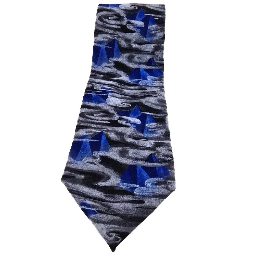 Grateful Dead Great Pyramid First Set Silk Necktie‎ Blue Grey Abstract Vintage